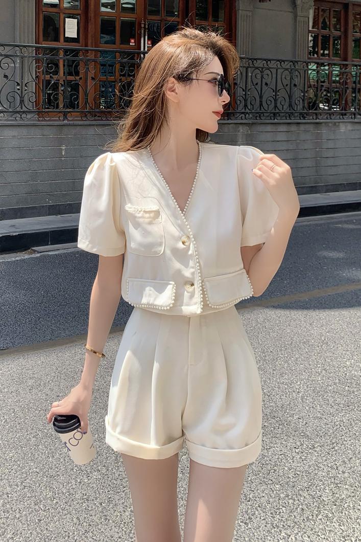 Ladies Temperament Suit Short Sleeve Shirt Fashion Casual