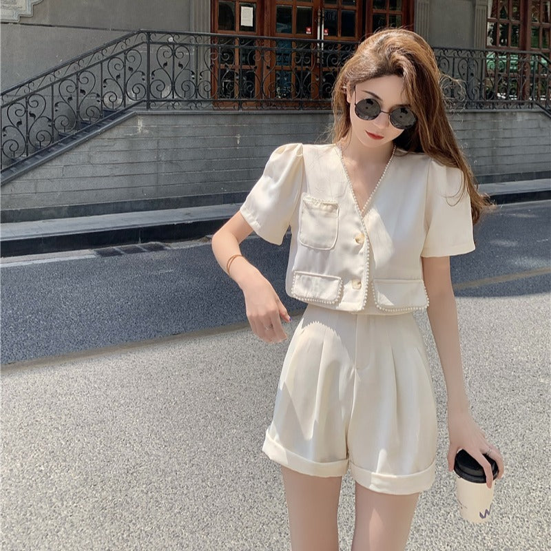 Ladies Temperament Suit Short Sleeve Shirt Fashion Casual