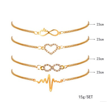 Modyle Gold Color Crystal Wedding Bracelets Set CZ Stone Heart Bracelets Bangles For Woman
