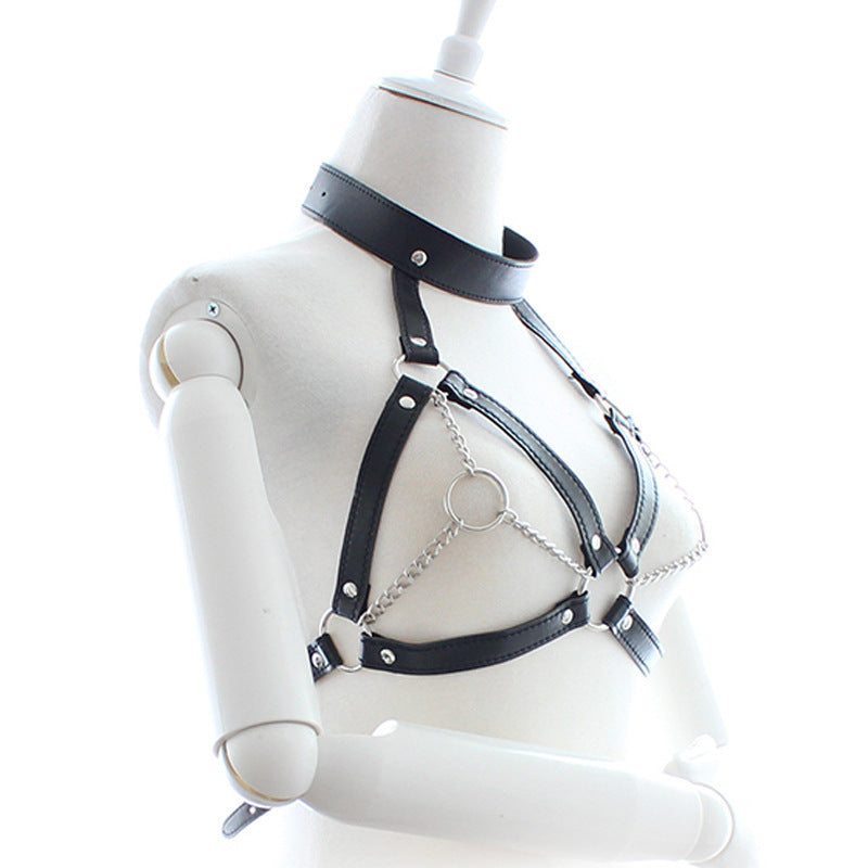 Leather corset chest strap