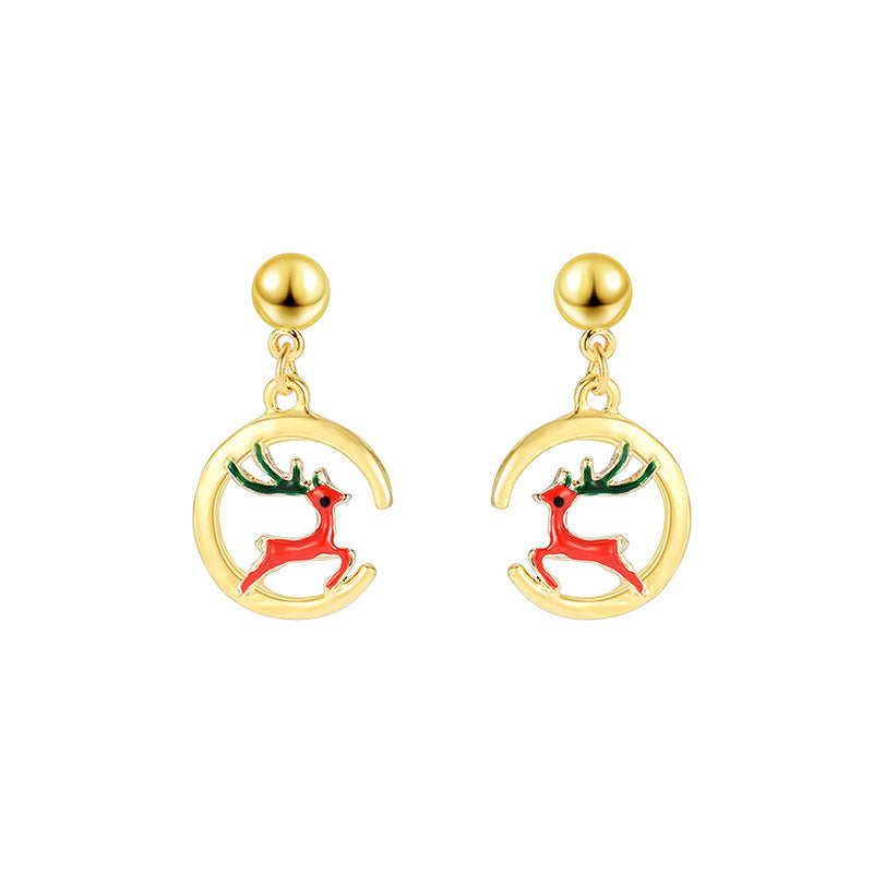 Elk Earrings Christmas Women&
