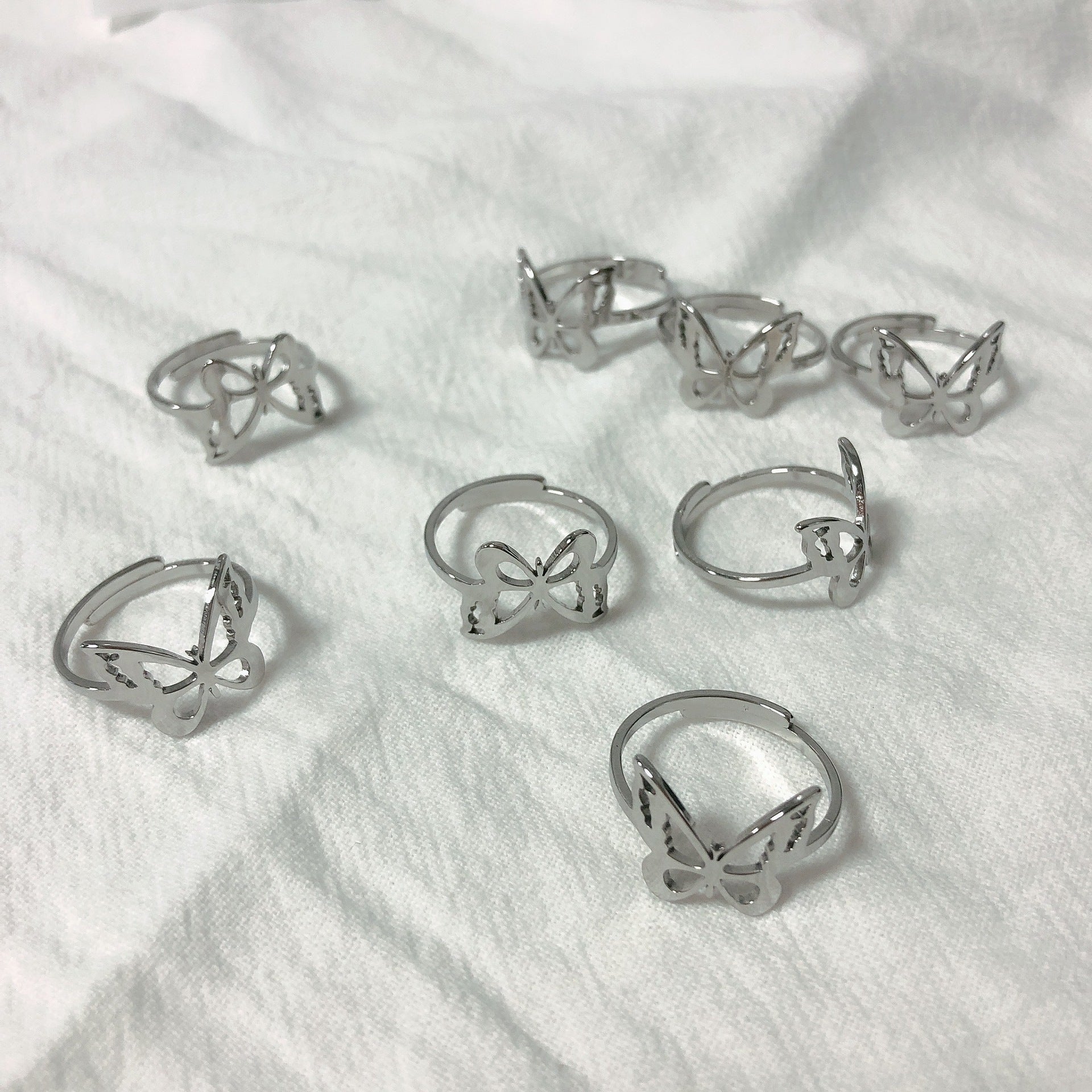 Titanium steel butterfly ring adjustable girl ring couple ring