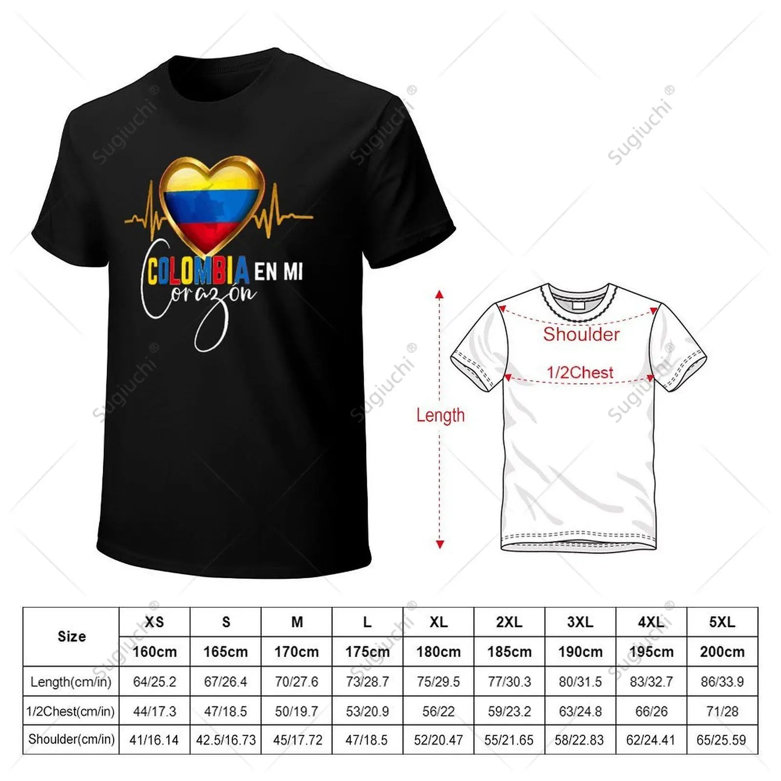 Unisex Men Colombia En Mi Corazon Colombian Pride Tshirt Tees T Shirts Women Boys 100% Cotton T-Shirt
