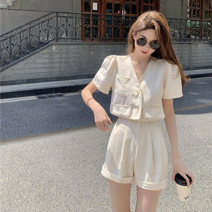 Ladies Temperament Suit Short Sleeve Shirt Fashion Casual