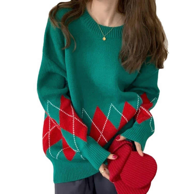 Western Fashion All Match Long Sleeved Round Neck Sweater Spring New Women&